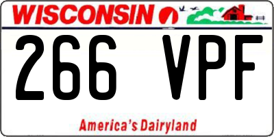 WI license plate 266VPF