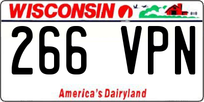 WI license plate 266VPN