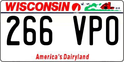 WI license plate 266VPO