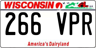 WI license plate 266VPR