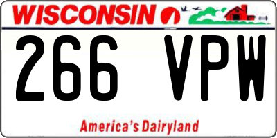WI license plate 266VPW