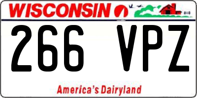 WI license plate 266VPZ