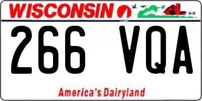 WI license plate 266VQA