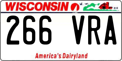 WI license plate 266VRA