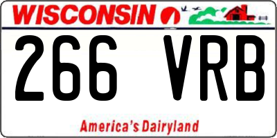 WI license plate 266VRB