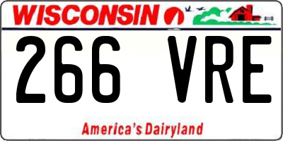 WI license plate 266VRE