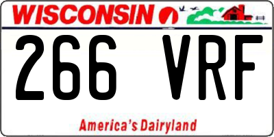 WI license plate 266VRF