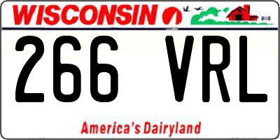 WI license plate 266VRL