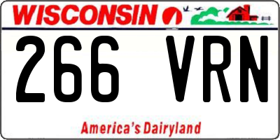 WI license plate 266VRN