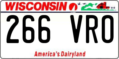 WI license plate 266VRO