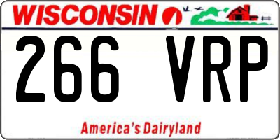 WI license plate 266VRP