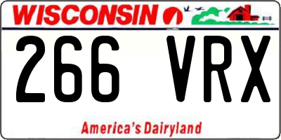 WI license plate 266VRX