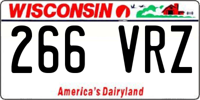 WI license plate 266VRZ