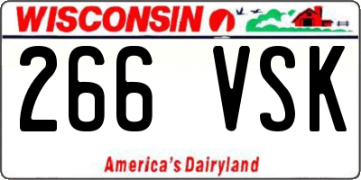 WI license plate 266VSK