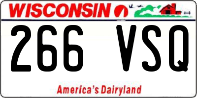 WI license plate 266VSQ