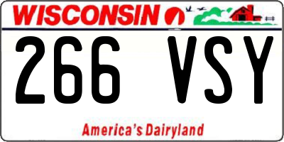 WI license plate 266VSY