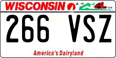 WI license plate 266VSZ