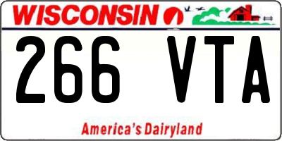 WI license plate 266VTA