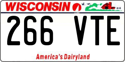 WI license plate 266VTE