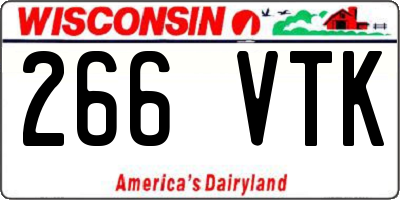 WI license plate 266VTK