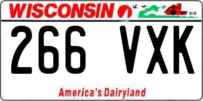 WI license plate 266VXK