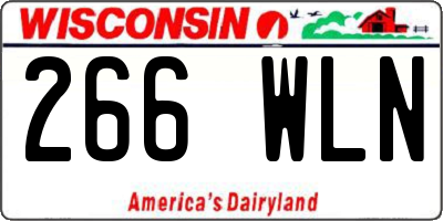 WI license plate 266WLN
