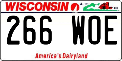 WI license plate 266WOE