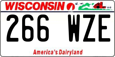 WI license plate 266WZE