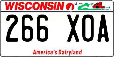 WI license plate 266XOA