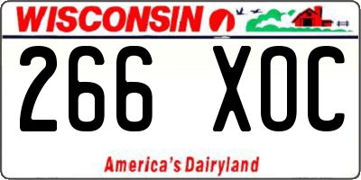 WI license plate 266XOC