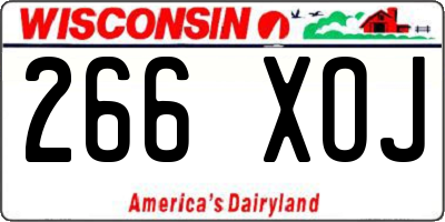 WI license plate 266XOJ