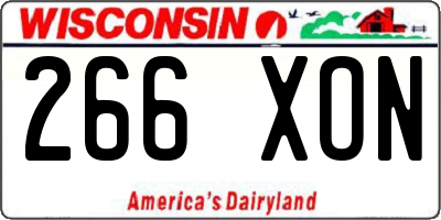 WI license plate 266XON
