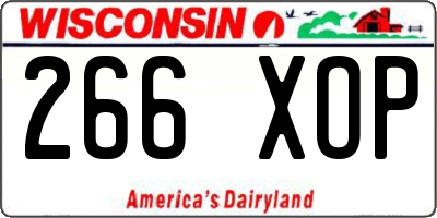 WI license plate 266XOP