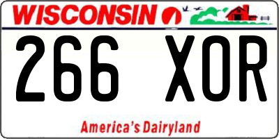 WI license plate 266XOR