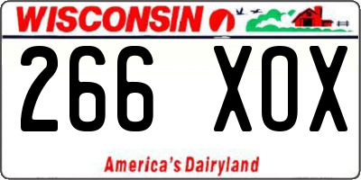 WI license plate 266XOX