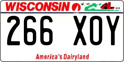 WI license plate 266XOY