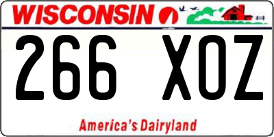 WI license plate 266XOZ