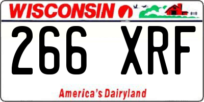 WI license plate 266XRF