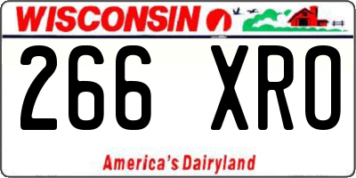 WI license plate 266XRO