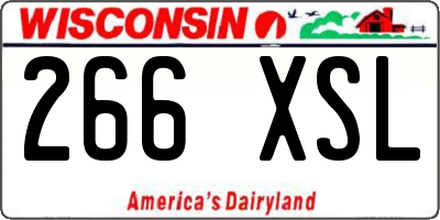 WI license plate 266XSL