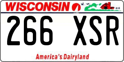 WI license plate 266XSR