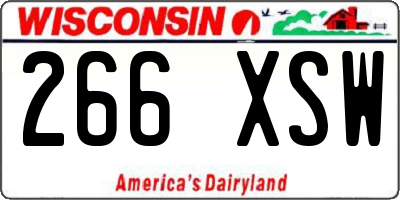 WI license plate 266XSW