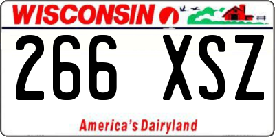 WI license plate 266XSZ