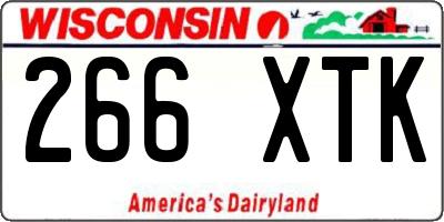 WI license plate 266XTK