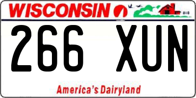 WI license plate 266XUN