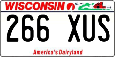 WI license plate 266XUS