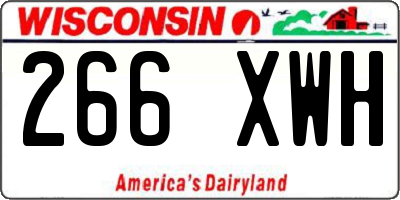 WI license plate 266XWH