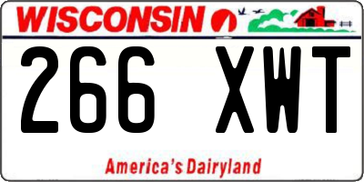 WI license plate 266XWT