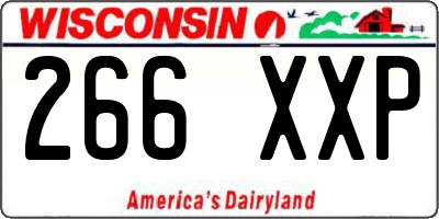 WI license plate 266XXP