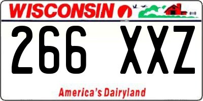 WI license plate 266XXZ
